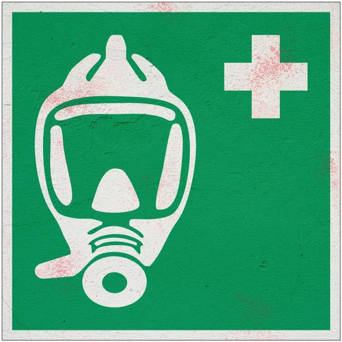 Zuurstofmasker bord – E029 | Forex Re materiaal | 10 x 10 cm