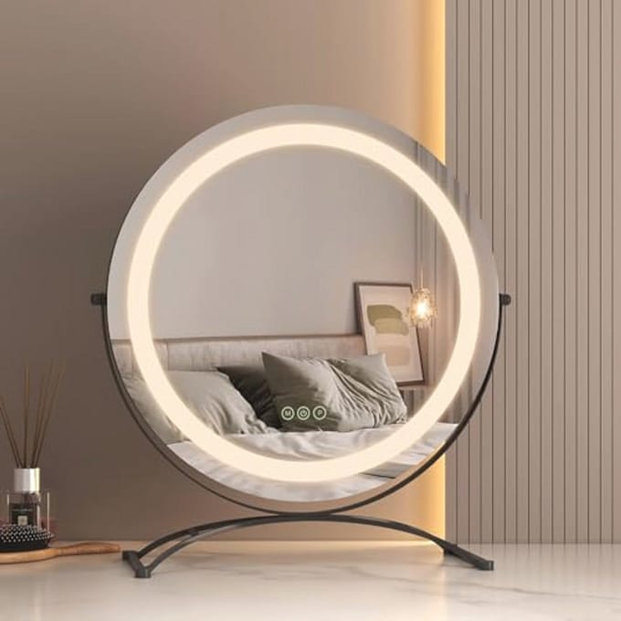 Hollywood Make-upspiegel met 3 Lichtkleuren - Draaibaar en Dimbaar - 50 cm Diameter