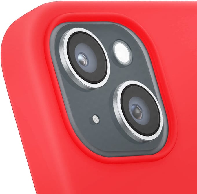 Jaym, Hoesje geschikt voor Apple iPhone 15 Plus - Siliconen MagSafe met Microvezel, Rood