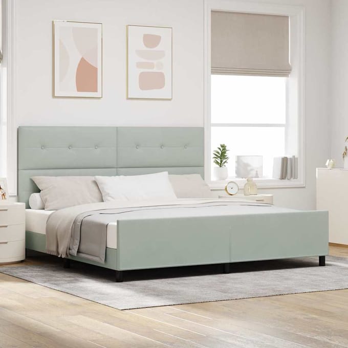 vidaXL - Boxspring - bed - met - hoofdeinde - Lichtgrijs - 200 - x - 200 - cm - Fluweel