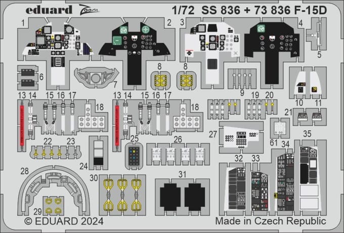 Eduard Modelbouwpakket - SS836 F-15D - Cockpit Details - Fine Molds Accessoires set - 1:72 - Modelbouw