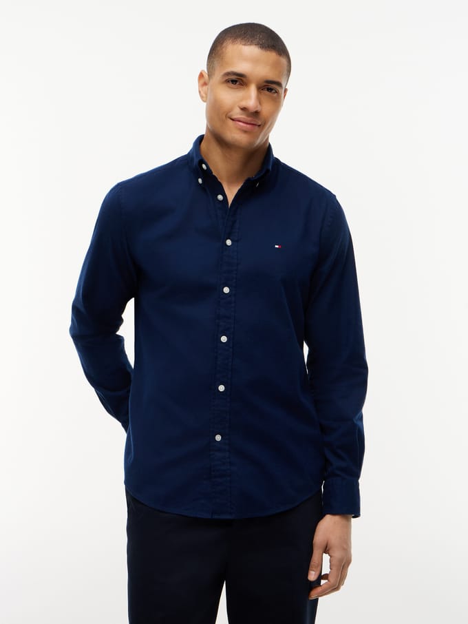 Tommy Hilfiger Overhemd heren flex flannel solid rf shirt mw0mw40469/dcc