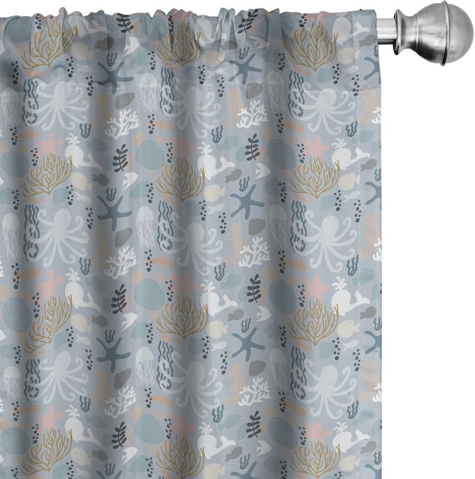 ABAKUHAUS Marine gordijnen – 2-delige set – Microvezel – Multicolor