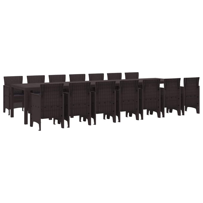 vidaXL - Tuin - eettafelset - met - kussens - 15 - st - Bruin - PP