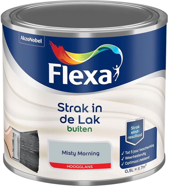Flexa - Strak In De Lak Buitenlak Hoogglans - Misty Morning - Mengverf - 500 Ml