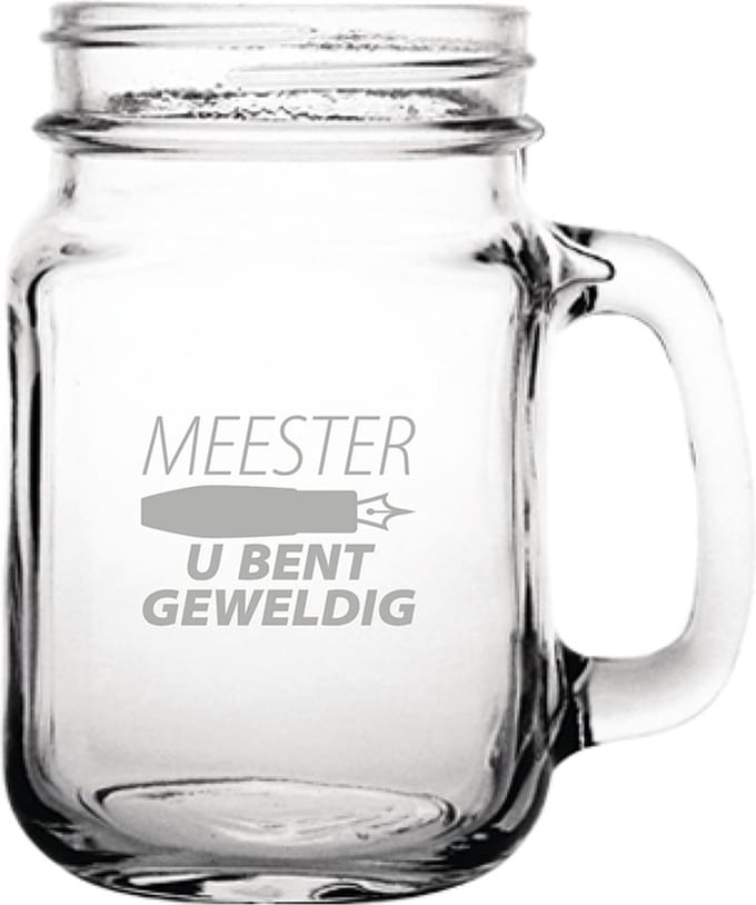 Gegraveerde Drinkglas 45cl Meester u bent geweldig