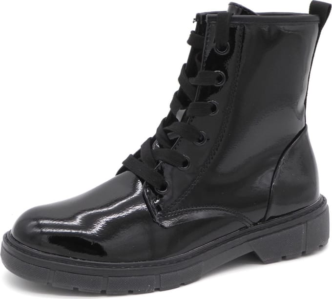 Marco Tozzi Dames Veterboot -25282-018 Zwart Lak - Maat 39