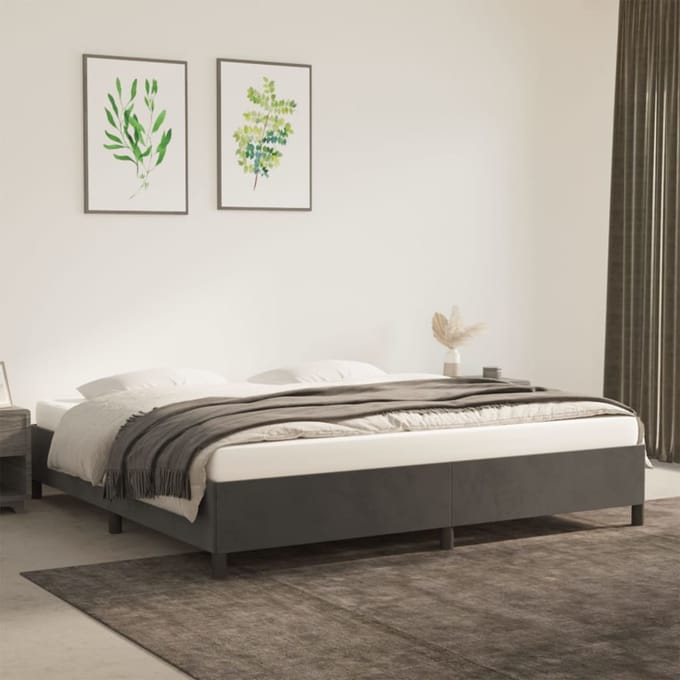 vidaXL - Bedframe - zonder - matras - 200x200 - cm - fluweel - donkergrijs