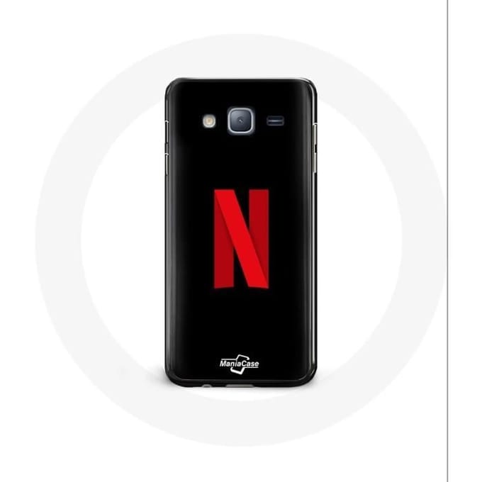 Coque - Netflix - Samsung Galaxy J3 2016 - Logo rouge - Protection - Rigide noir