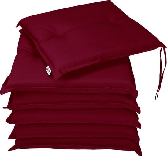 Detex Stoelkussens 6 stuks - Buiten Waterafstotend 43x39x5cm - Rood