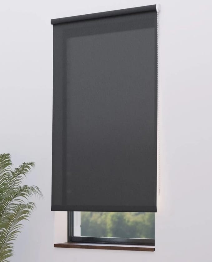 Madécostore - Rolgordijn - Lichtdoorlatend - Antracietgrijs - Br.150 cm x H 190 cm.