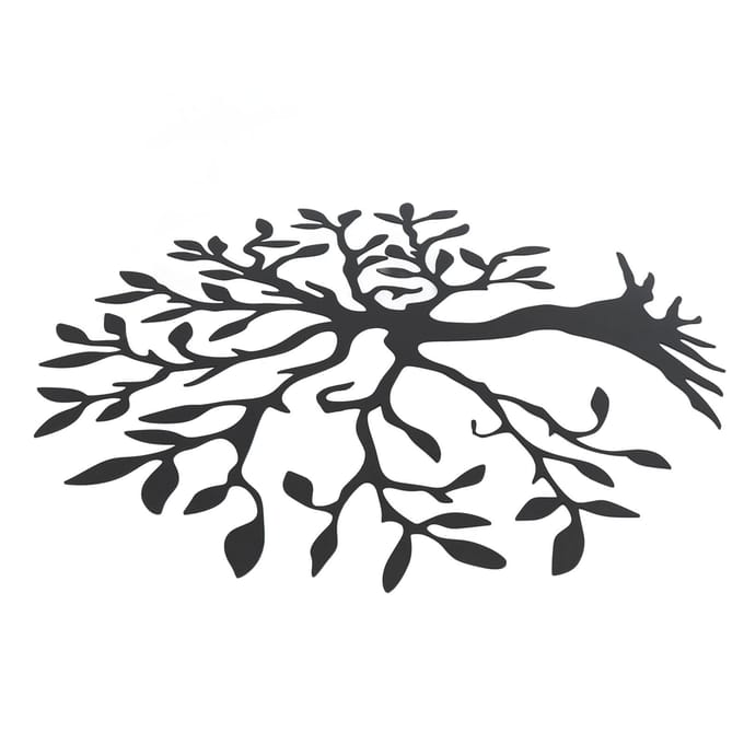 Décoration murale en métal représentant un arbre de vie, 30 cm, noire, pour salon gray