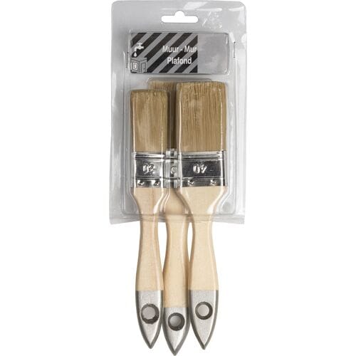 Toolstation Set platte kwasten muur acryl 3-delig