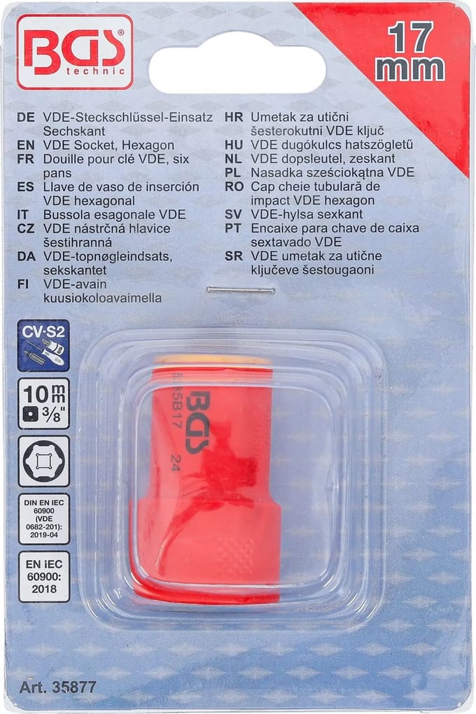 BGS VDE dopsleutel, zeskant - 3/8 - 17 mm