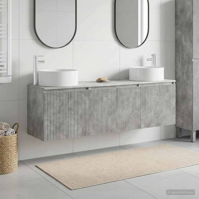 vidaXL - Badkamerkast - set - 3 - st - Betongrijs - 161,5 - x - 44,5 - x - 80 - cm