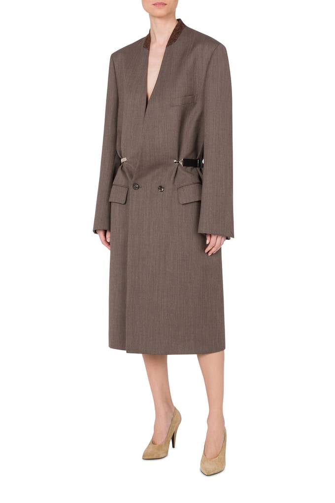 Moschino Wool Canvas Coat Brown Maat: 46 | Lichte Jassen Outlet | Dames | Bruin