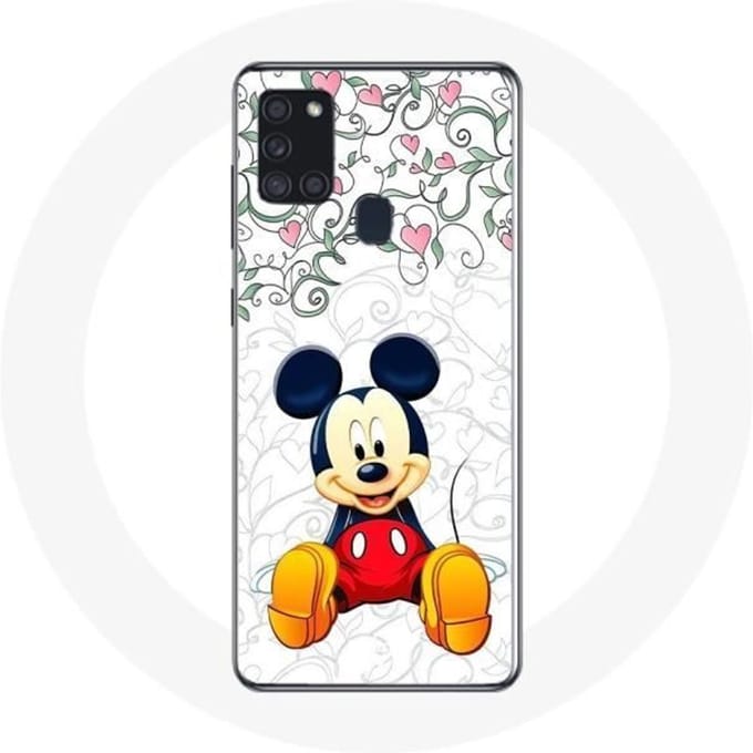 Coque - Maniacase - Samsung Galaxy A21S - Souple - Mickey Mouse - Fleurs et Cœurs