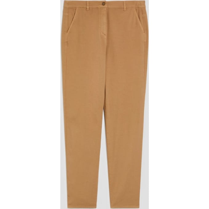 katoen pique broek vrouw kameel