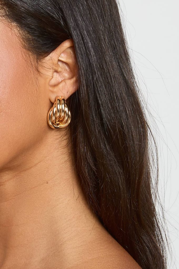 boohoo Dames Verweven Druppelvormige Oorbellen | Goud