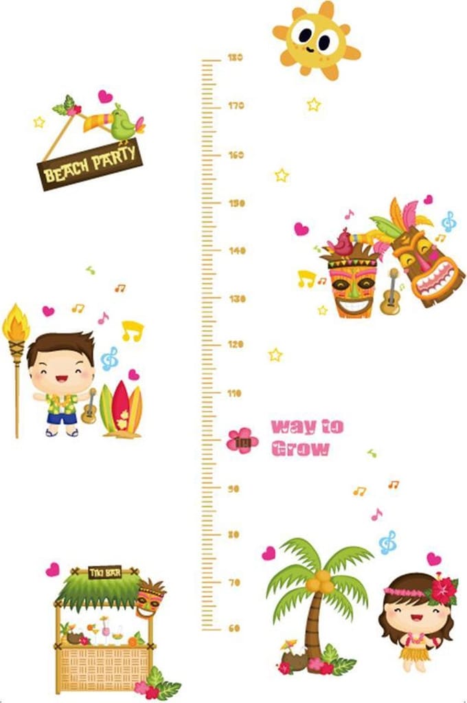 DW4Trading Groeimeter Beach Party - Muursticker - Wanddecoratie