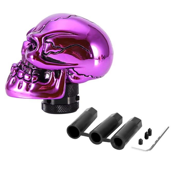 Skelet Schedel Hoofd Auto Gemodificeerde Versnellingspook Knop Stick Hendel Shifter Universeel Paars zwart
