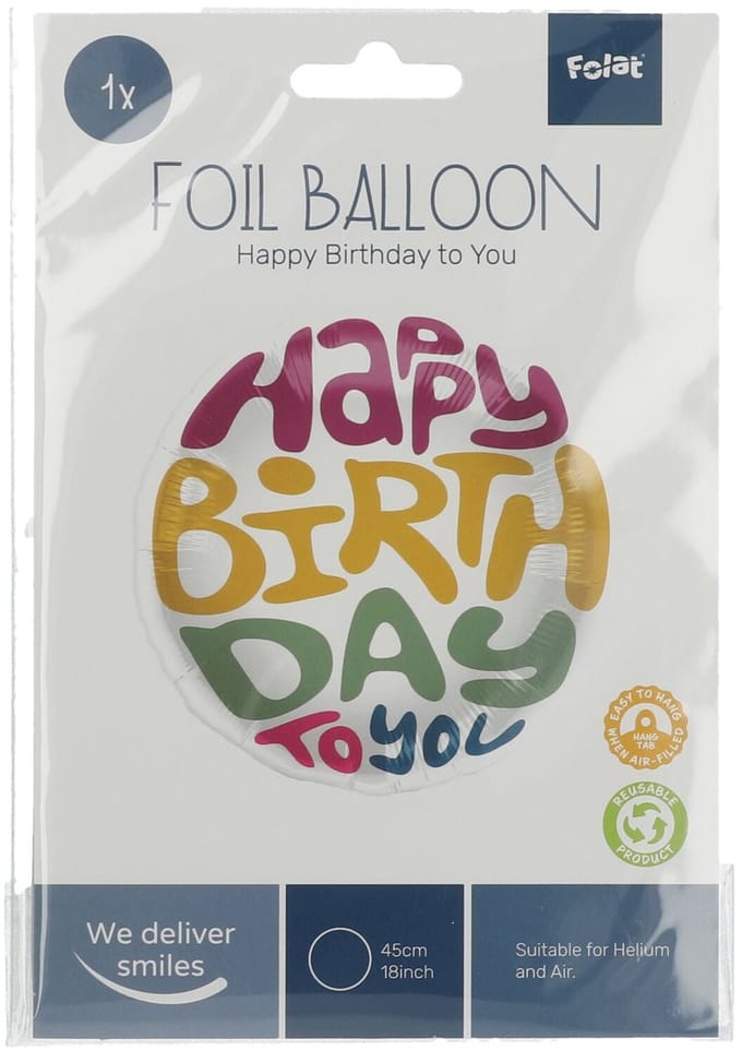 Folieballon Verjaardag Retro Bold - 45 cm