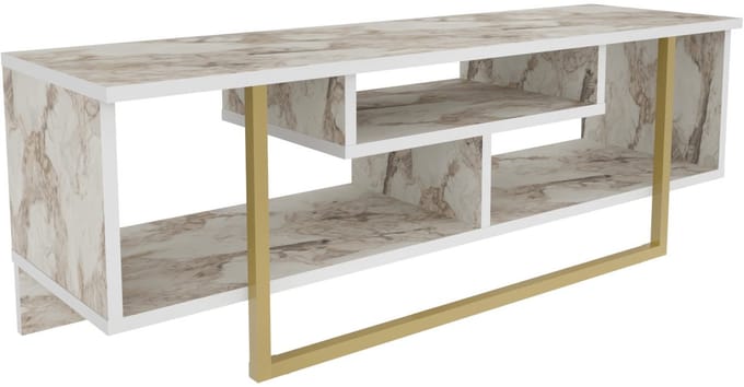 Asir - tv-kast - televisiemeubel - wit/goud – 120 x 40,2 x 35,2 cm