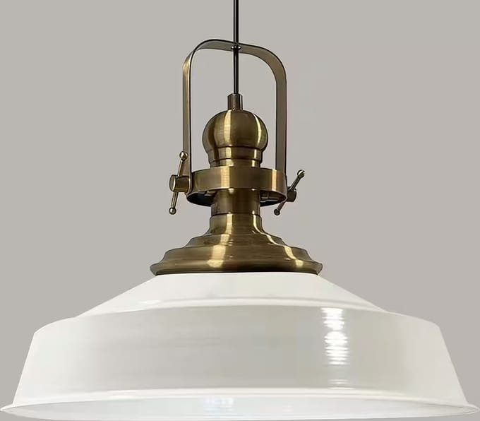 Bamyum Hangende Metalen Lamp Ø41 cm, E27, Vintage Lamp, Wit Binnenkant