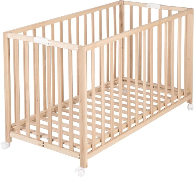 Babybed - Kinderledikant - Praktisch Gebruik - Inklapbaar Ontwerp - 60 x 120 cm - Natuurlijk Hout