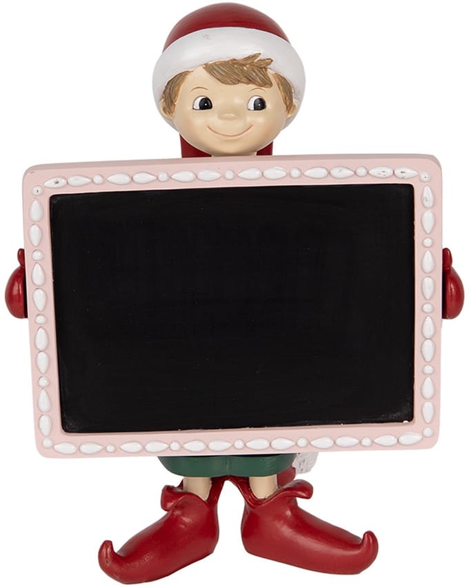 Clayre & Eef Decoratie Beeld Elf 18x15x23 cm Rood Kunststof