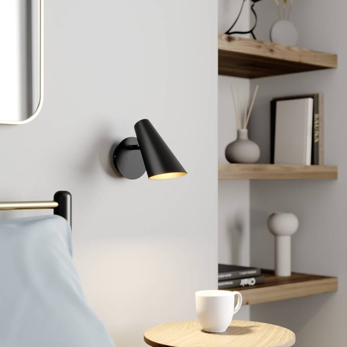 Lucande - wandlamp - 1licht - Metaal - H: 24 cm - GU10 - zwart, goud