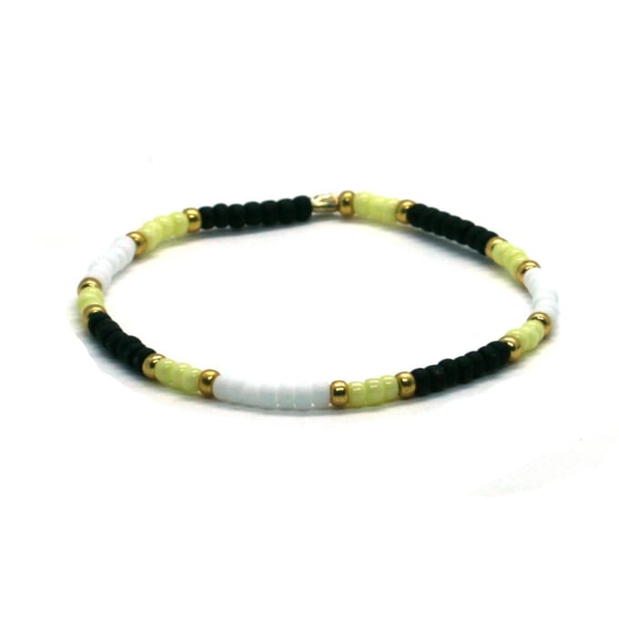 Armband mix geel wit - goud rvs - 3mm