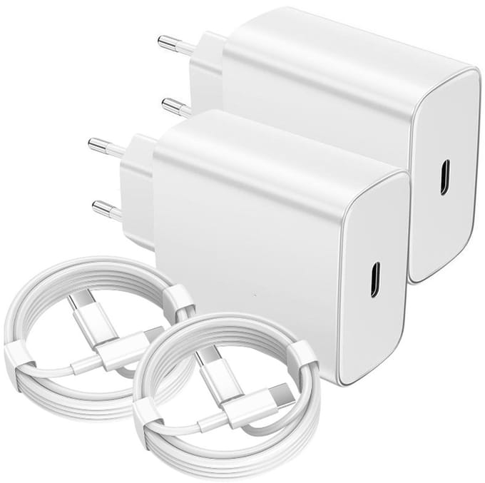USB C Snellader 45W + USB-C Kabel 2M - 2 Pack - Oplader - Fast Charger USB-C-Adapter - Wit