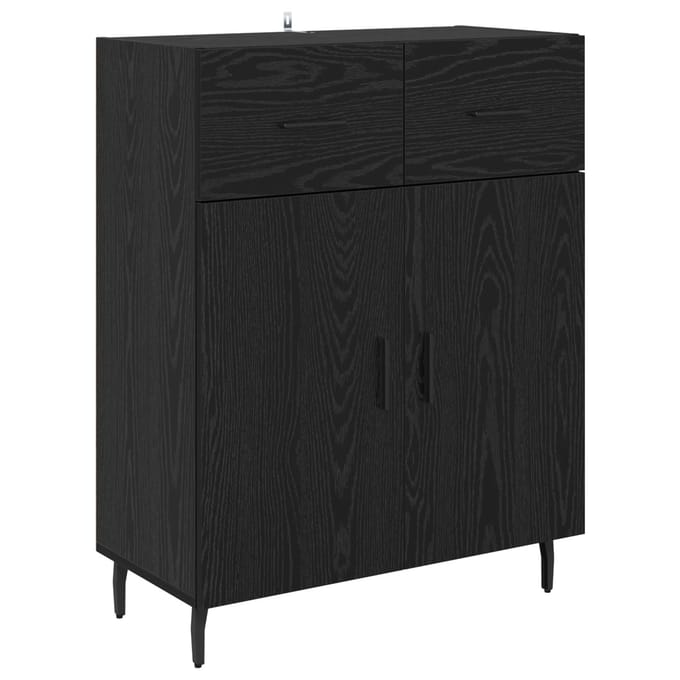 vidaXL - Dressoir - Zwart - Eiken - 69,5 - x - 34 - x - 90 - cm - Bewerkt - hout