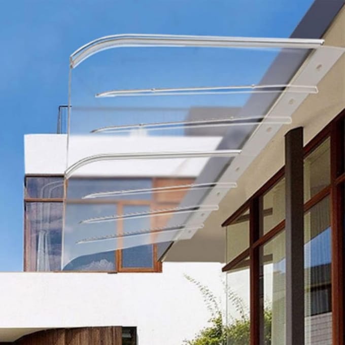 Gebogen Deurluifel - Regenscherm Balkon - Buiten Bescherming - Verdikt Polycarbonaat - Transparant