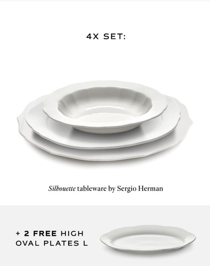 Serax Sergio Herman Serviesset Silhouette wit 14 delig / 4 personen (2 GRATIS serveer schalen)