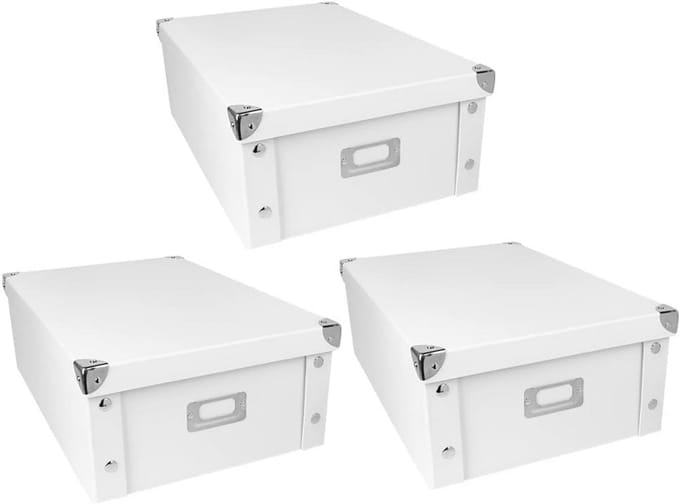 Set van 3 Opbergdozen - Opvouwbaar, Karton en Metaal, 16 Liter, Wit