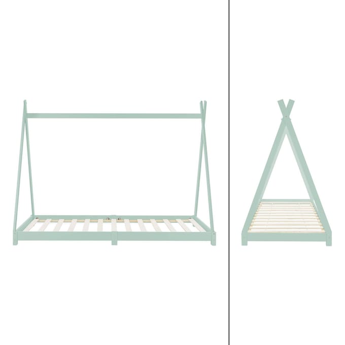 ML Design tipi serie kinderbed 90x200 cm mint massief grenen hout met lattenbodem speelbedframe in tentvorm huisbed voor jongens en meisjes met uitvalbeveiliging naturel kleur junior bed kinderhuis vloerbed stabiel houten jeugdbed