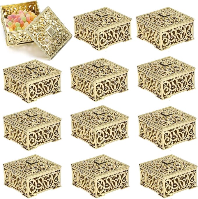 Dailygoods- Trouwfavorieten 12 Stuks - Candy Box - Mini - Hexagon/Square - Bruiloft/Hen Party - Plastic - 3 cm Hoog - Candybox