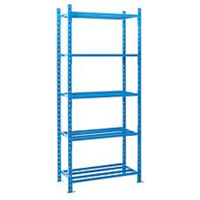 Legbordstelling-basissectie, m. 5 roosterborden van buizen, B 1260 x D 800 x H 2500 mm