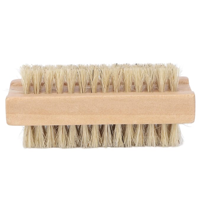 Brosse à ongles double face en bois pour manucure et pédicure beige