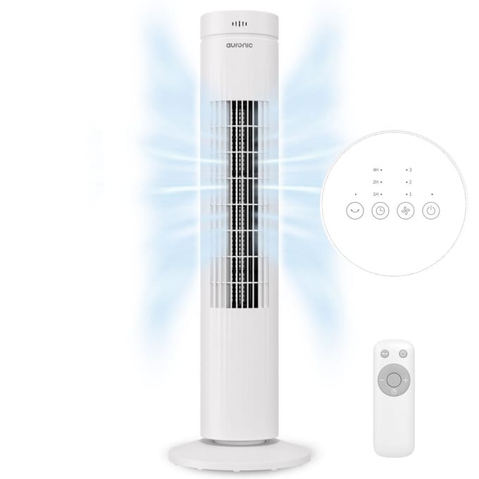 Auronic Torenventilator - Met Afstandsbediening en Timer - Ventilator - 60° Oscillatie - 76 cm - Wit