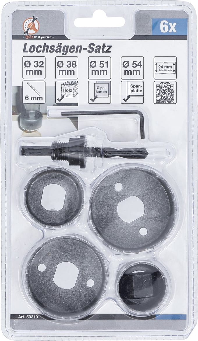 BGS Gatzaagset Ø 32 - 54 mm diepte 24 mm 6 delig