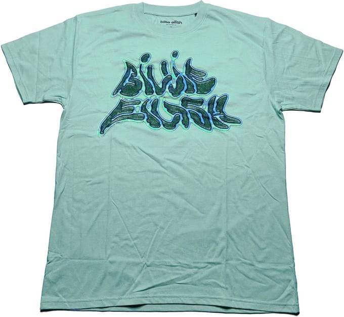 Billie Eilish - Neon Logo Billie Heren T-shirt - M - Blauw