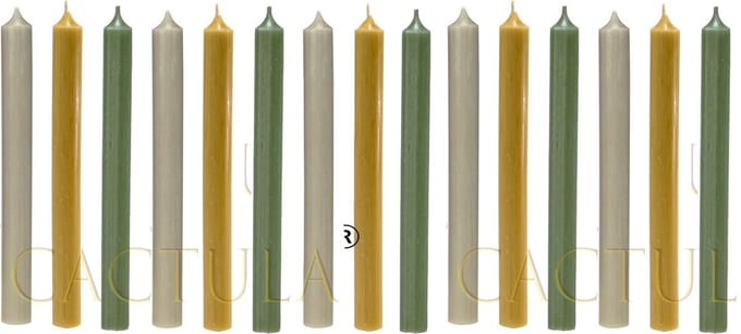 Cactula dinerkaarsen 19,5 cm Charming - Taupe / Oker / Olive 15 stuks