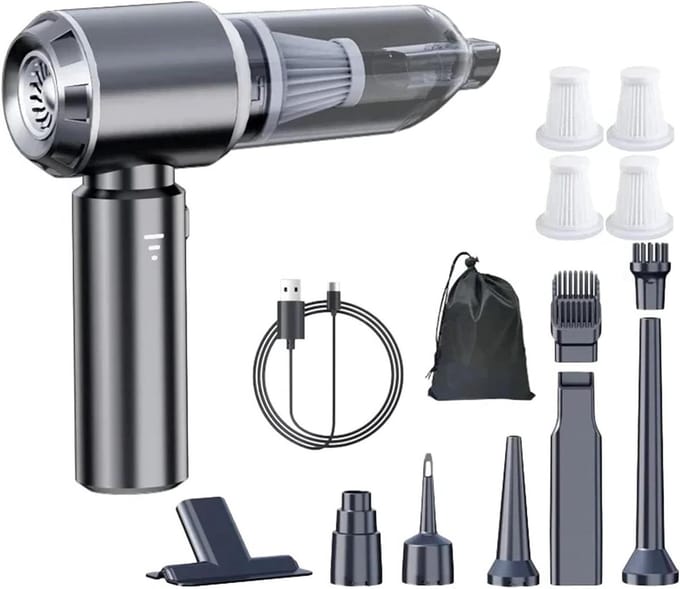 Draagbare Stofzuiger - Mini Kruimeldief - Auto Interieur Reinigen - Borstelloze Motor - 500 Gram Capaciteit - Gun Grey