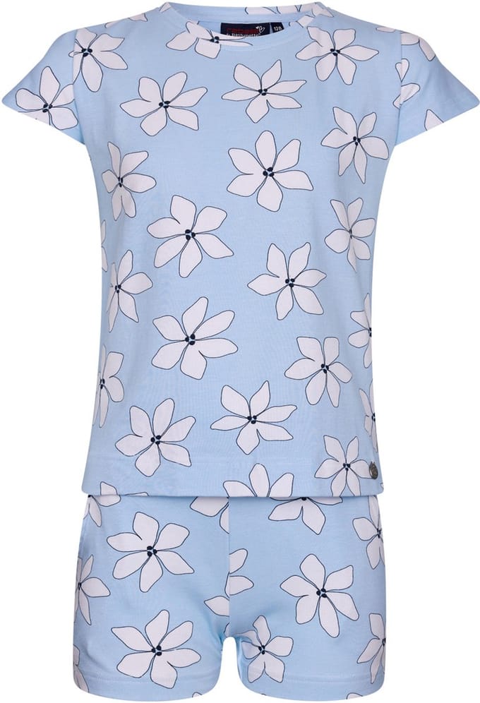 Rebelle Shortama Flower - Blauw/wit - Bio Katoen - Maat 152