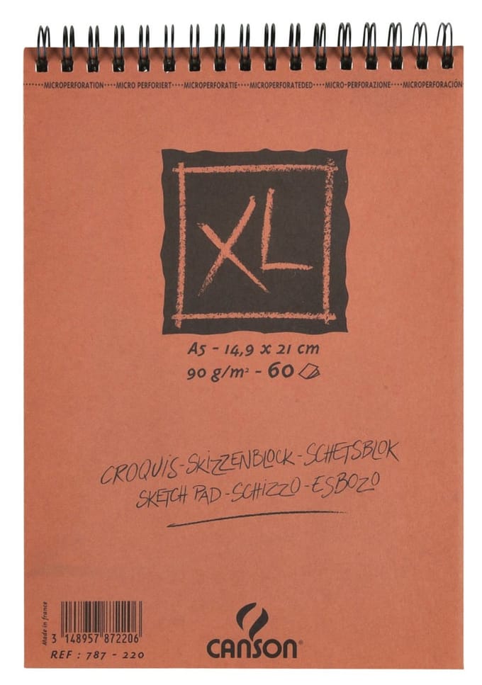 Schetspapier canson xl sketch 90gr a5 ivoorwit | 5 stuks