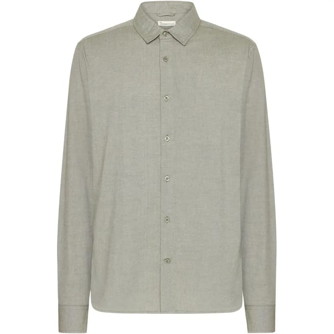 KnowledgeCotton Apparel Overhemd Lichtgroen - Maat M - Heren - Overhemden Casual