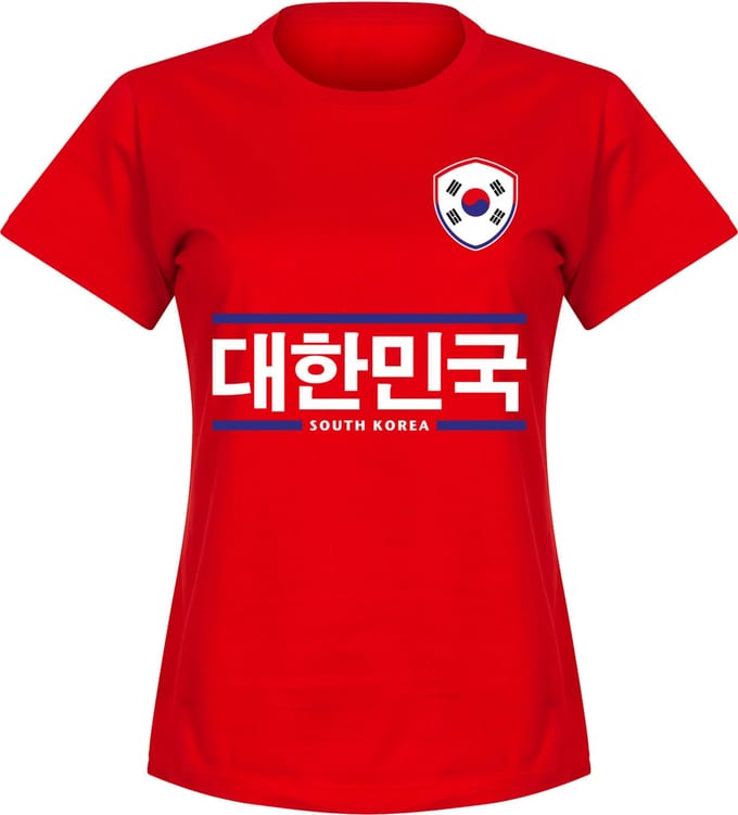 Zuid Korea Dames Script Team T-Shirt - Rood - XXL